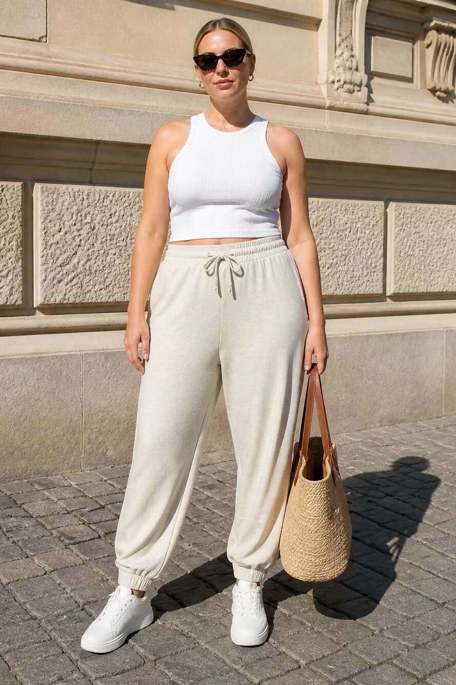 Old Navy Active Dynamic Fleece High-Rise Jogger Sweatpants Size L Cream